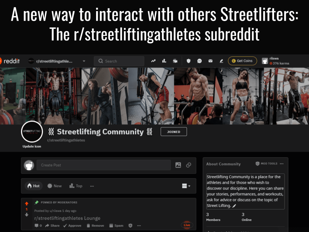 A new way to interact with others Streetlifters, the r/streetliftingathletes.